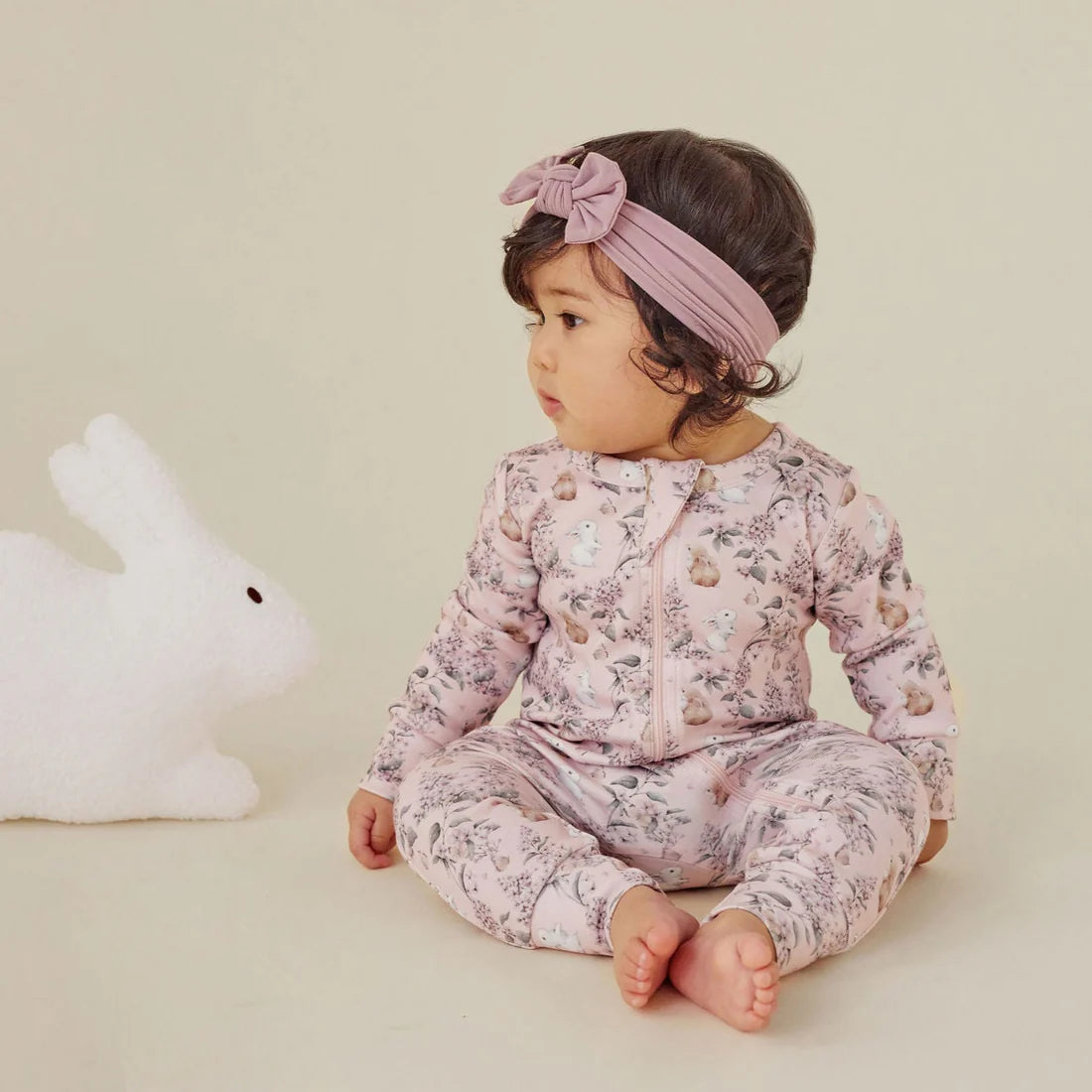 BUNNY FRIENDS ZIP ROMPER || Pink | Aster & Oak