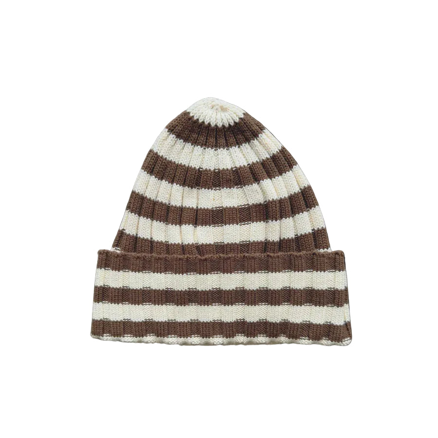 Organic Striped Pixie Rib Beanie - Espresso | Grown