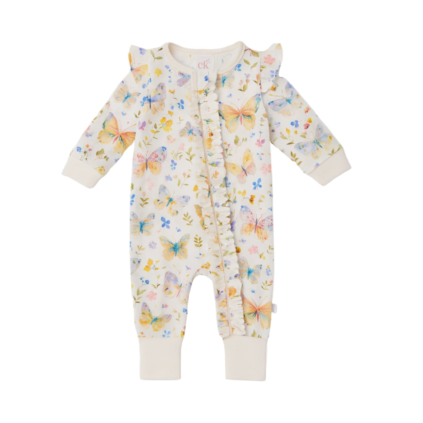Bamboo Zipsuit - Butterfly Blooms | Confetti Kidz