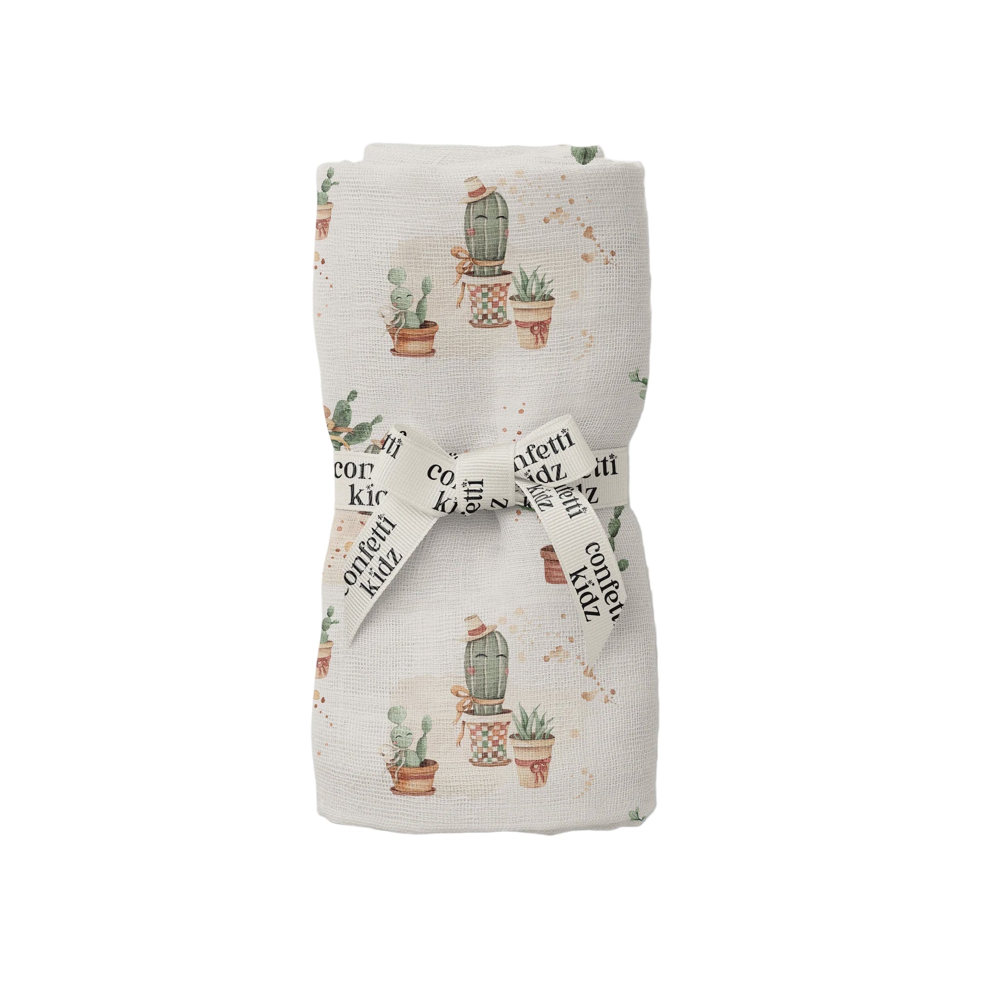 Happy Cactus - Organic Muslin Swaddle | Confetti Kidz