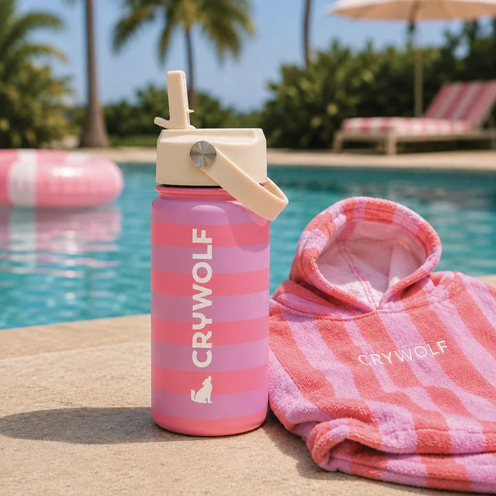 DRINK BOTTLE - Flamingo Stripe | Crywolf