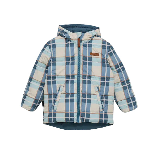 Reversible Eco-Puffer - Blue Plaid | Crywolf