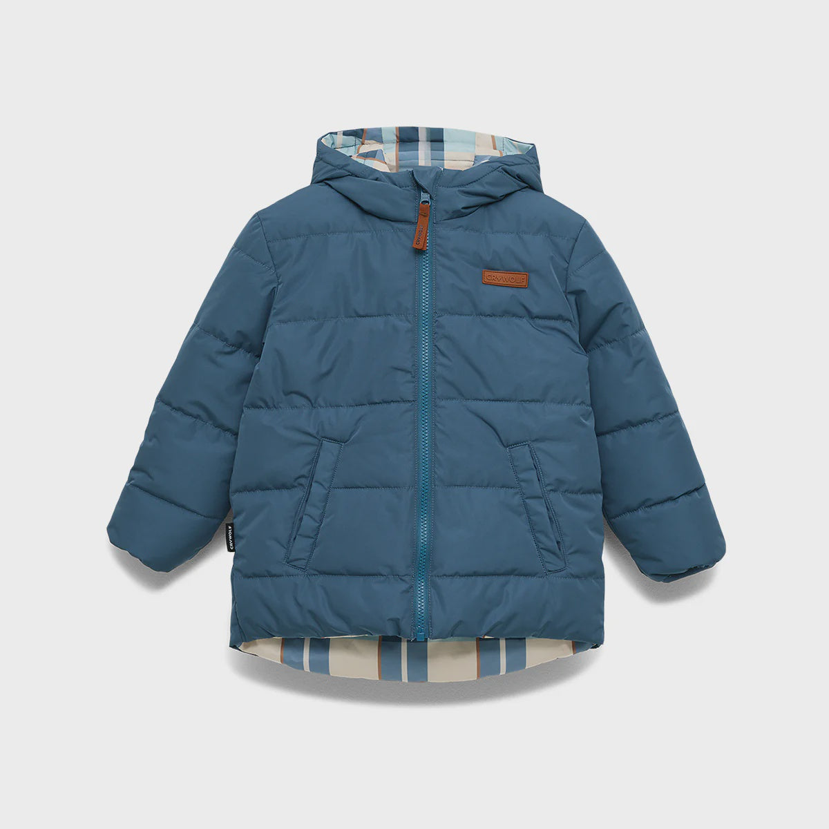 Reversible Eco-Puffer - Blue Plaid | Crywolf