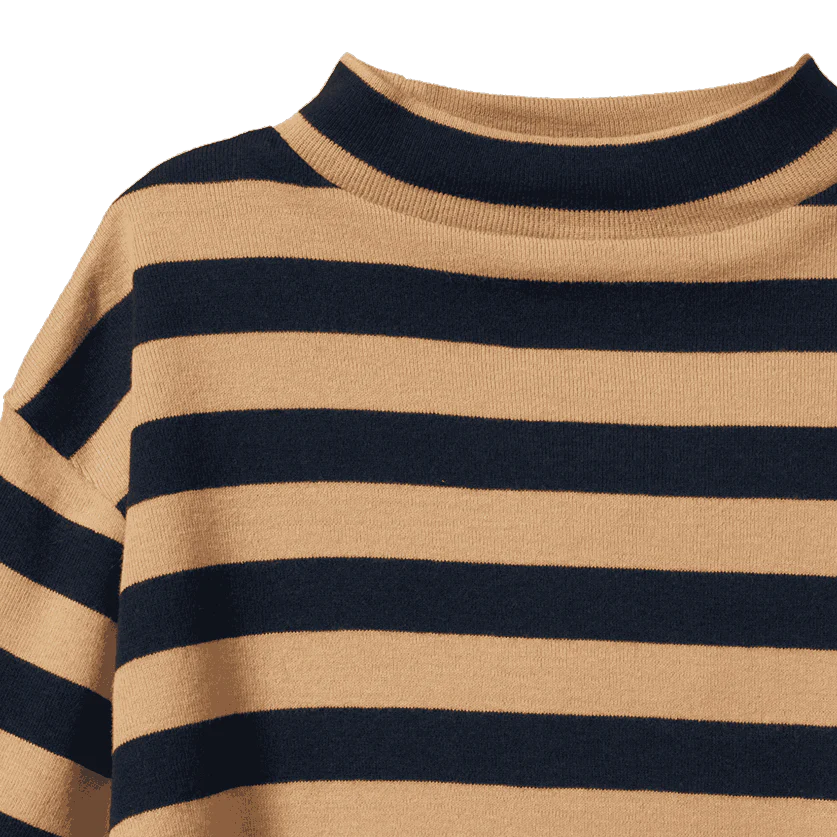 Turtle Neck - Navy/Caramel Stripe | Nature Baby