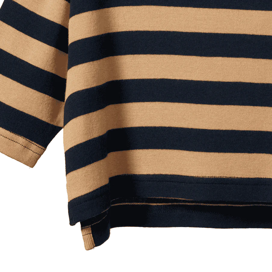 Turtle Neck - Navy/Caramel Stripe | Nature Baby