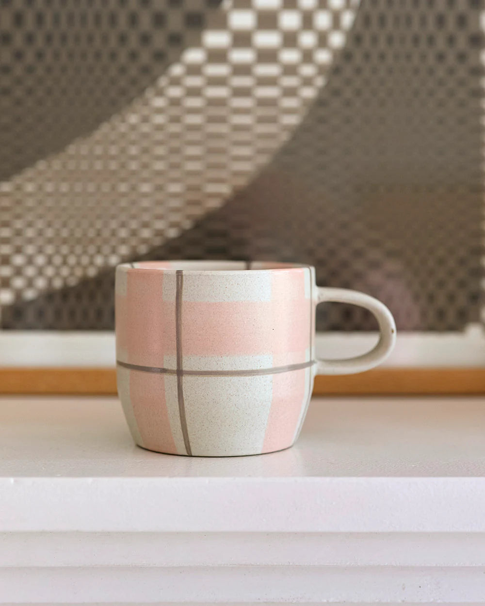 Blush & Grey Check Mug / Cat's Pyjamas | Robert Gordon