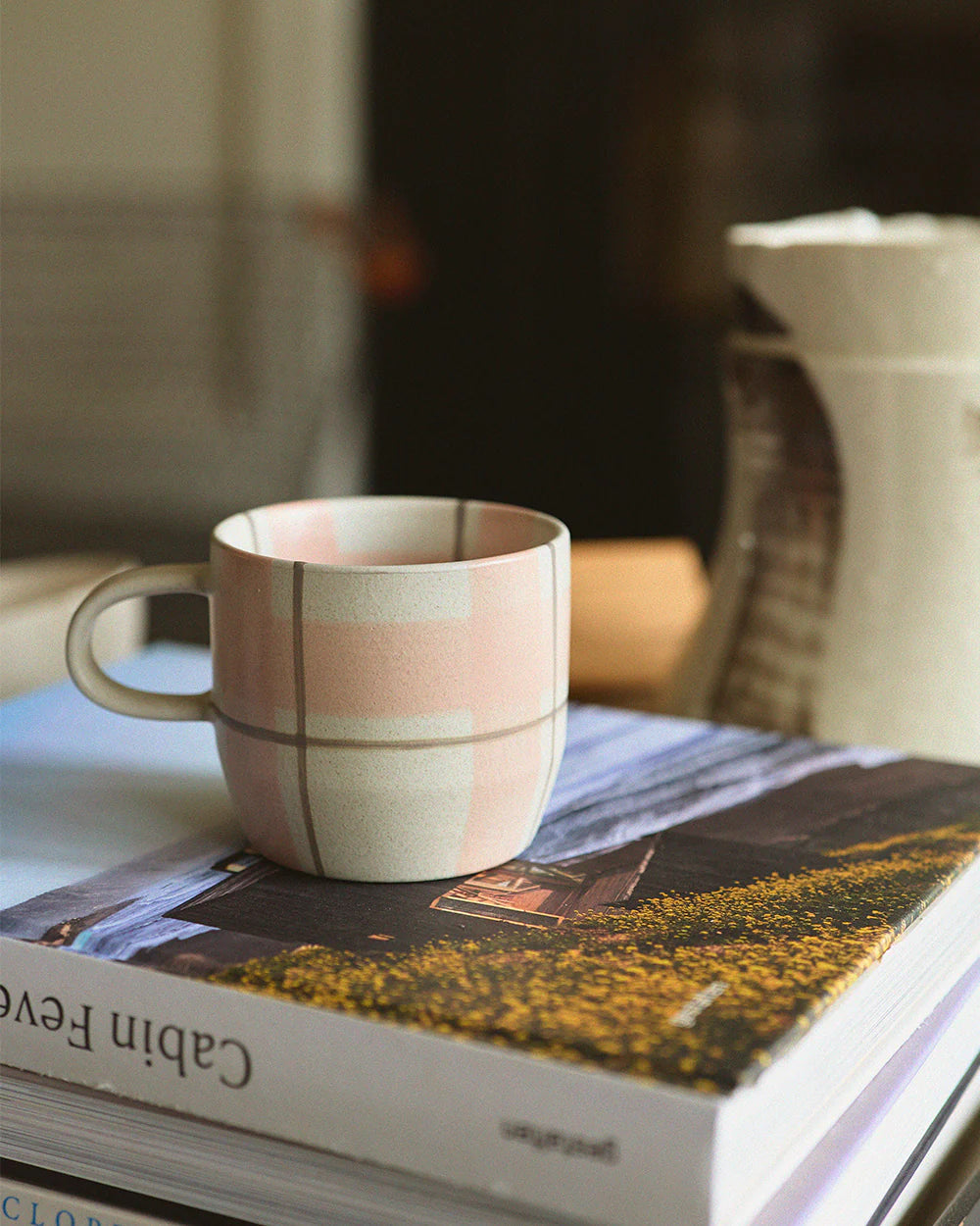 Blush & Grey Check Mug / Cat's Pyjamas | Robert Gordon
