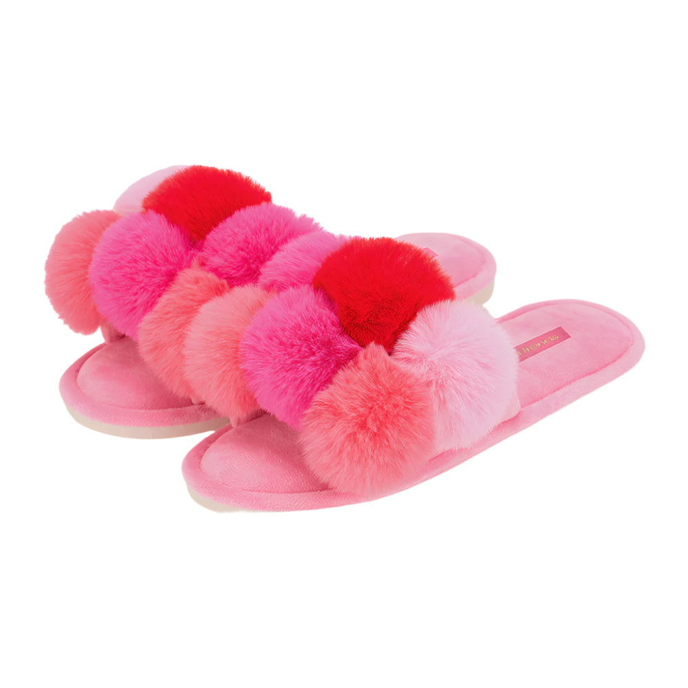 COSY LUXE Slippers - Pom Pom - Multi Pink | Annabel Trends