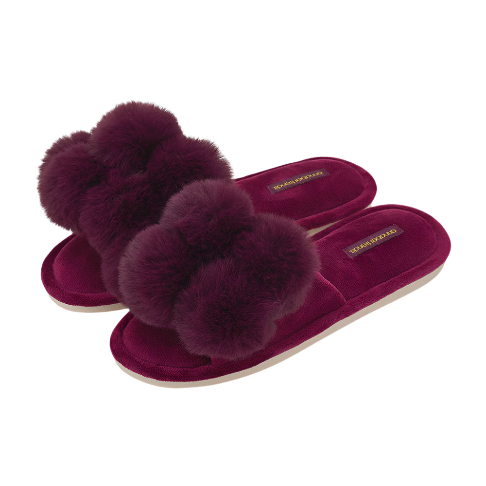 COSY LUXE Slippers Pom Pom || Mulberry | Annabel Trends