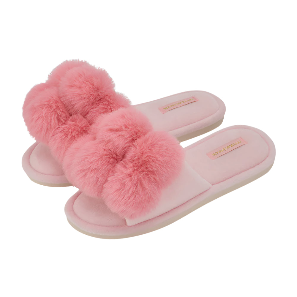 COSY LUXE Slippers Pom Pom|| Shell Pink | Annabel Trends