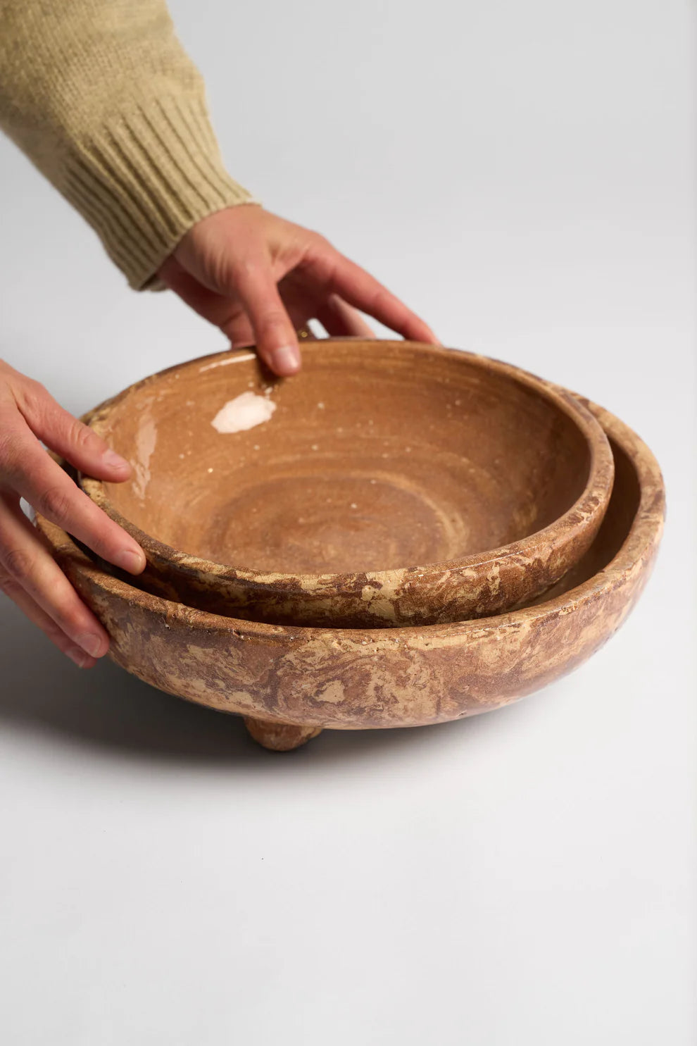 Harvenwood Footed Bowl - Small - Sand/Brown | Ned Collections