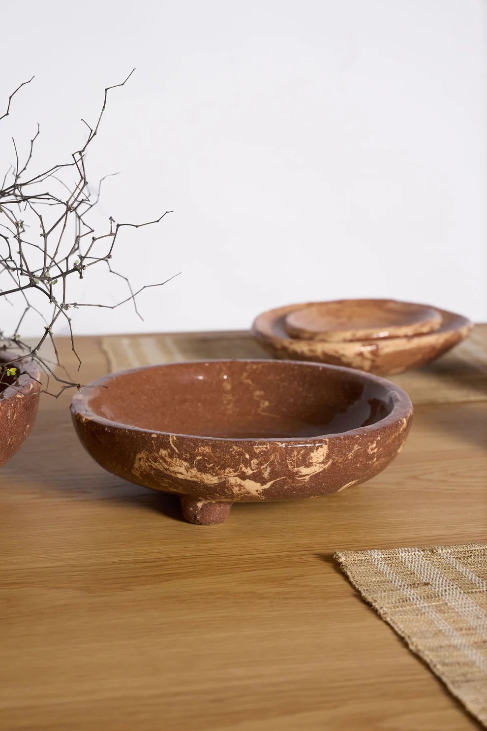 Harvenwood Footed Bowl - Small - Sand/Brown | Ned Collections