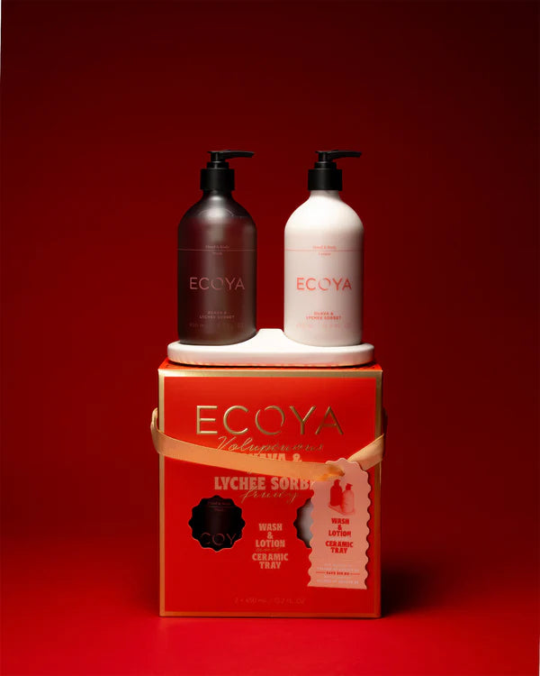Guava & Lychee Sorbet Bathroom Gift Set  Holiday Collection | Ecoya