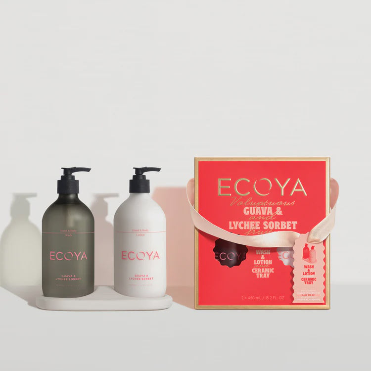 Guava & Lychee Sorbet Bathroom Gift Set  Holiday Collection | Ecoya