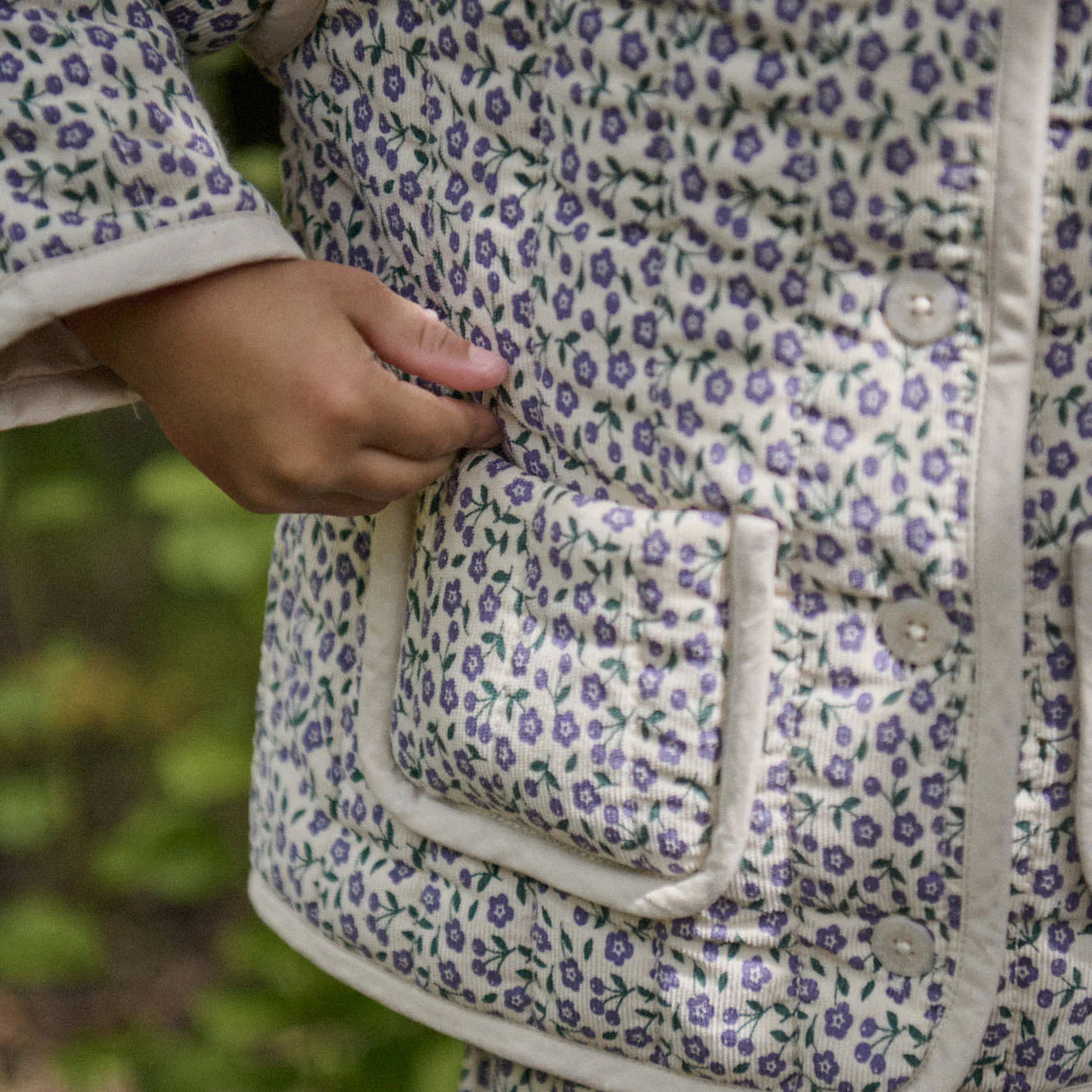 EDITH QUILTED JACKET - Briarwood Heron Print | Nature Baby