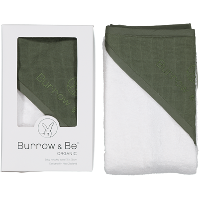 Baby hooded towel - Olive | Burrow & Be