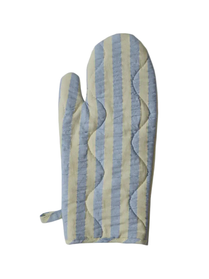Butter Blue Seersucker Oven Mitt | Mosey Me