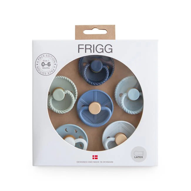 6-Pack Pacifiers - Round Latex - Endless Sea | FRIGG