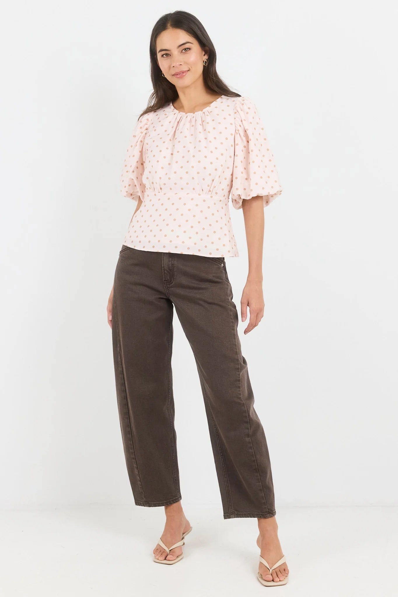 Eventual Blush Polka Dot Mid Sleeve Fit and Flare Top - Blush Polka Dot | Stories Be Told