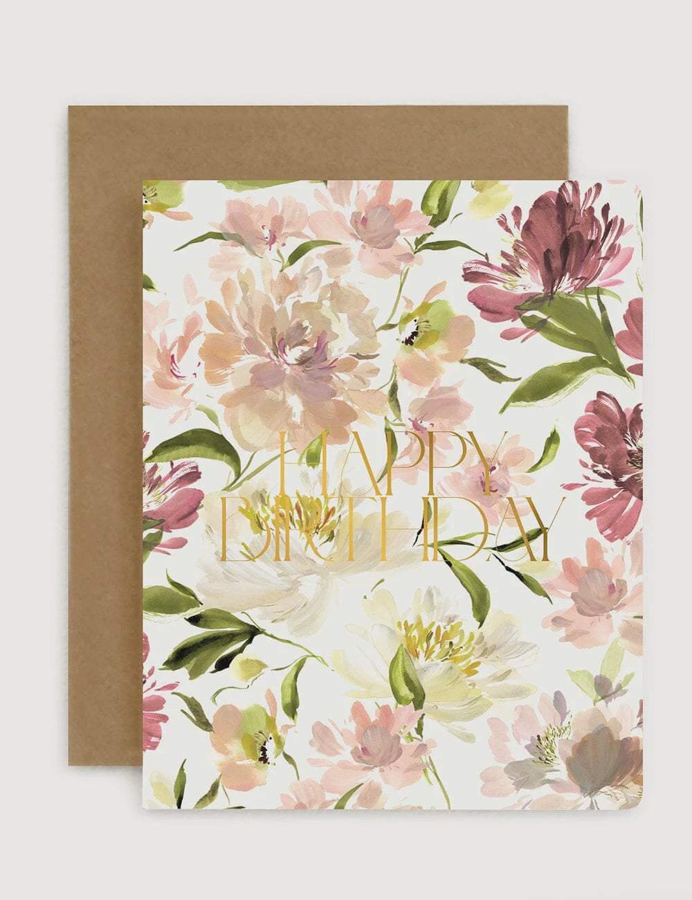 Happy Birthday (Tree Peonies) Greeting Card | Bespoke Letterpress