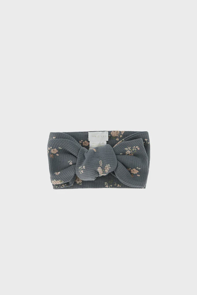 Organic Cotton Fine Rib Headband - Petite Fleur Lava Smoke | Jamie Kay