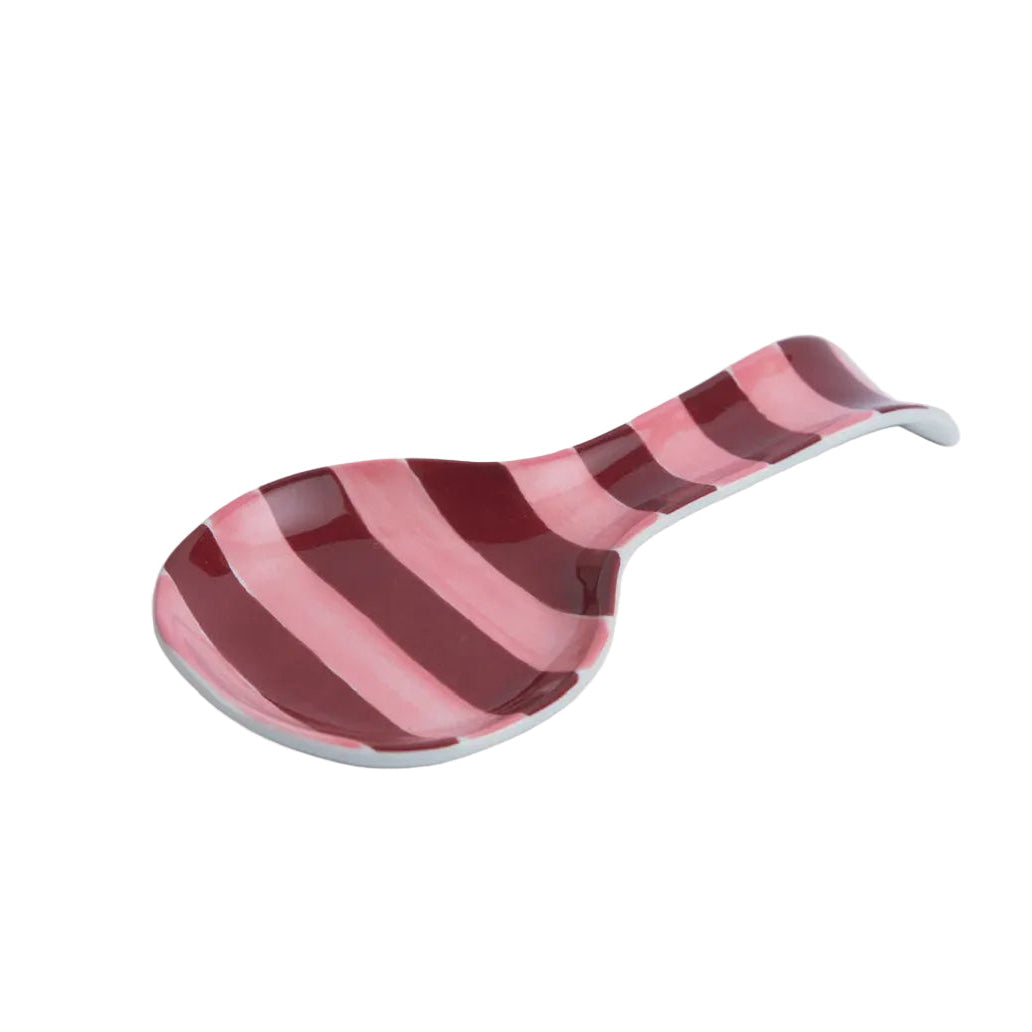 Ceramic Spoon Rest - Pink & Burgundy Stripe | Noss & Co