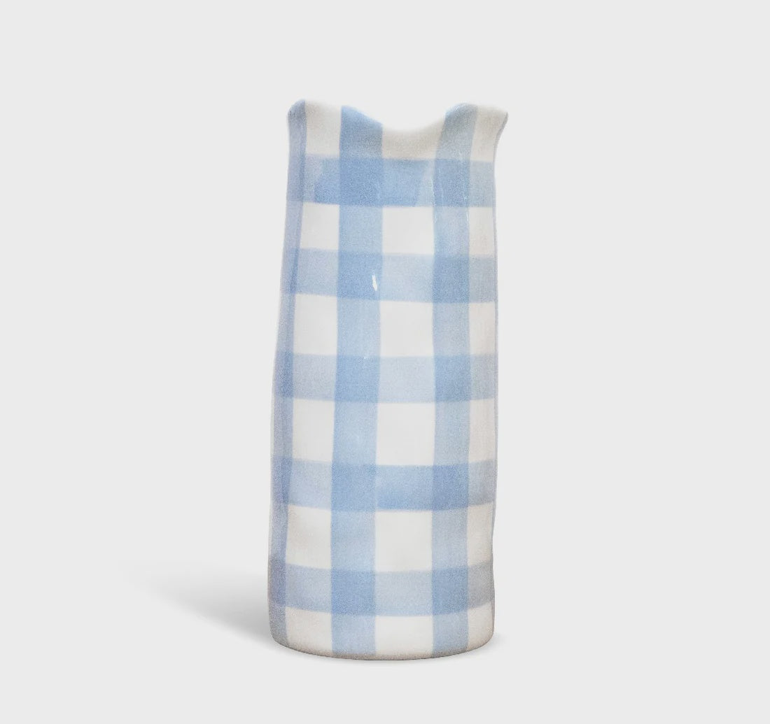 Vase - Medium - Cornflower Blue Gingham | Noss & Co