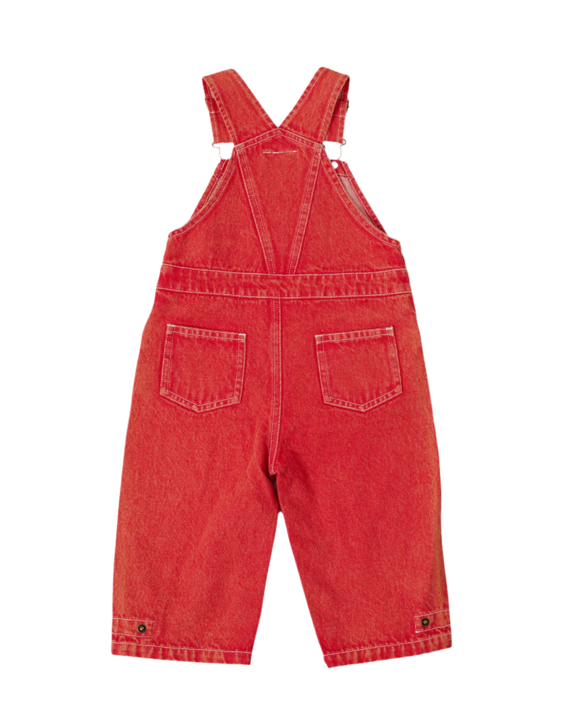 Blake Vintage Washed Denim Overalls || Apple Red | Goldie and Ace