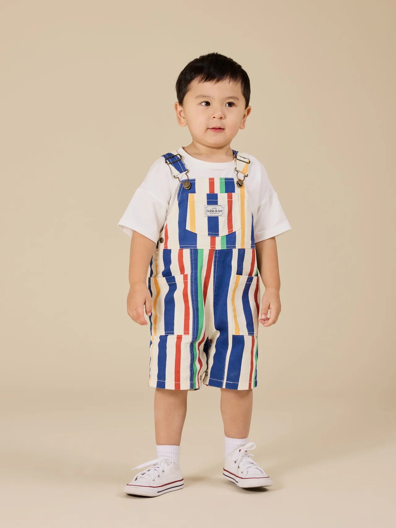 90's Bold Stripe James Denim Pocket Overalls | Goldie and Ace