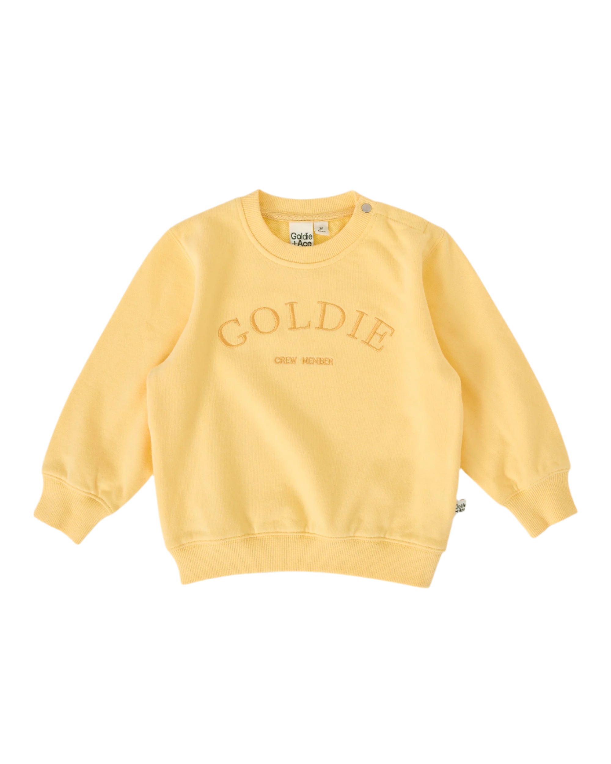 Goldie Crew Embroidered  Sweater Lemon | Goldie and Ace