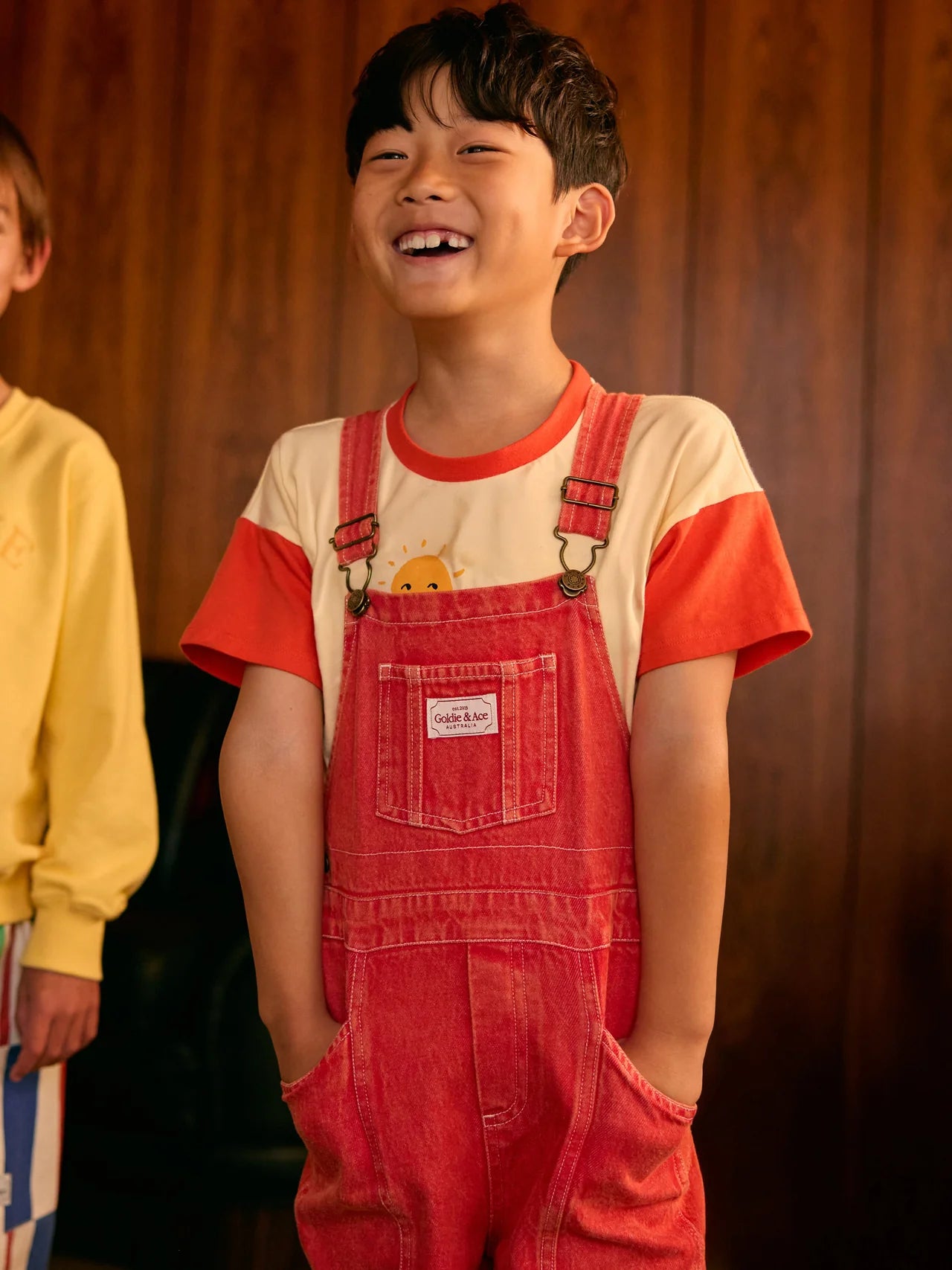 Burton Vintage Washed Denim Pocket Overalls || Apple Red | Goldie and Ace