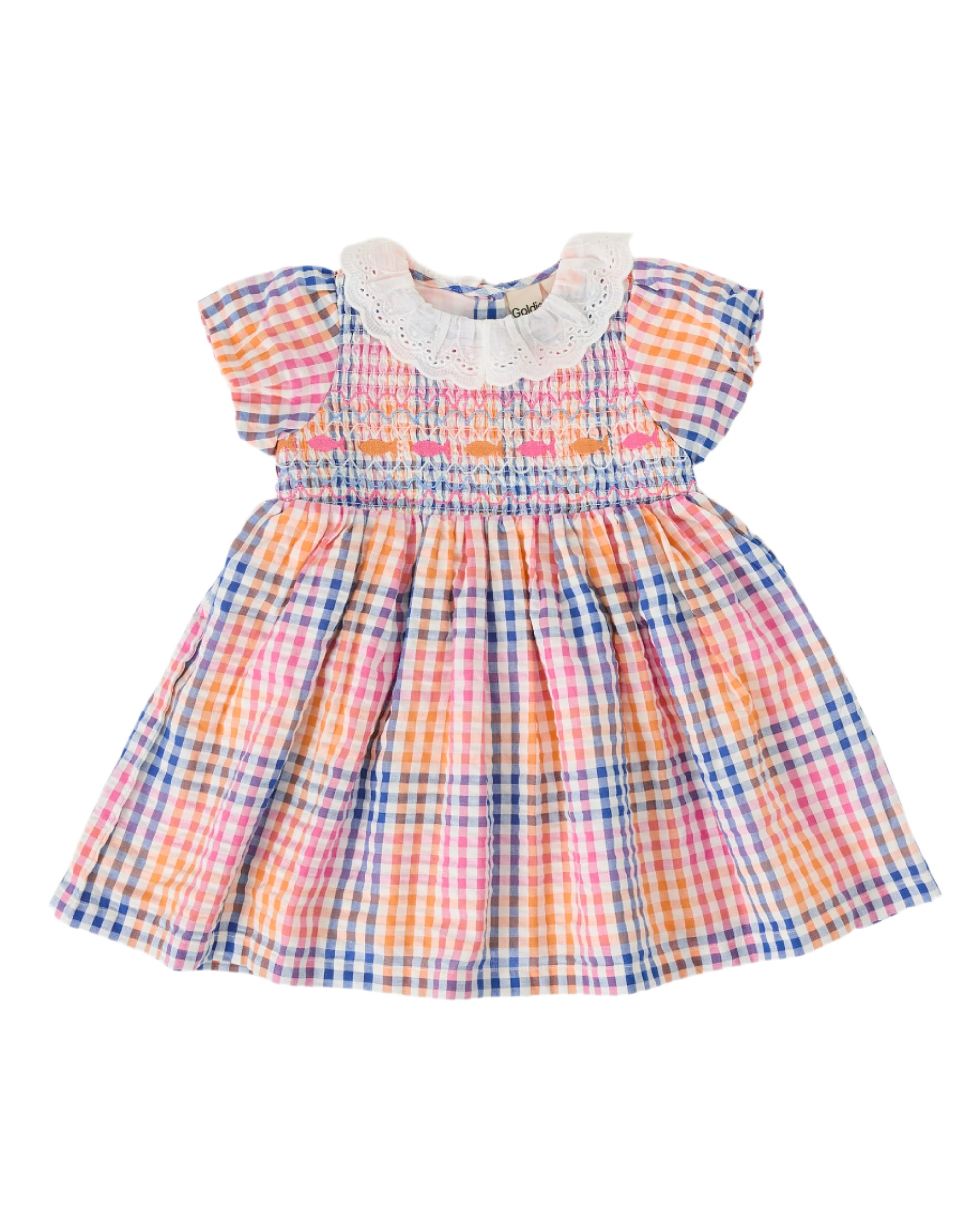 Rainbow Gingham Flo Smocked Dress | Goldie and Ace