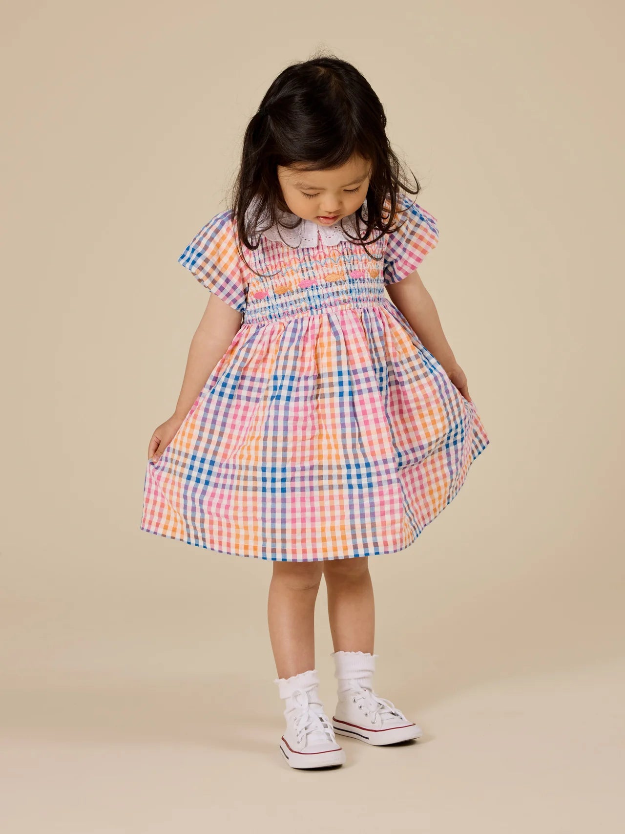 Rainbow Gingham Flo Smocked Dress | Goldie and Ace