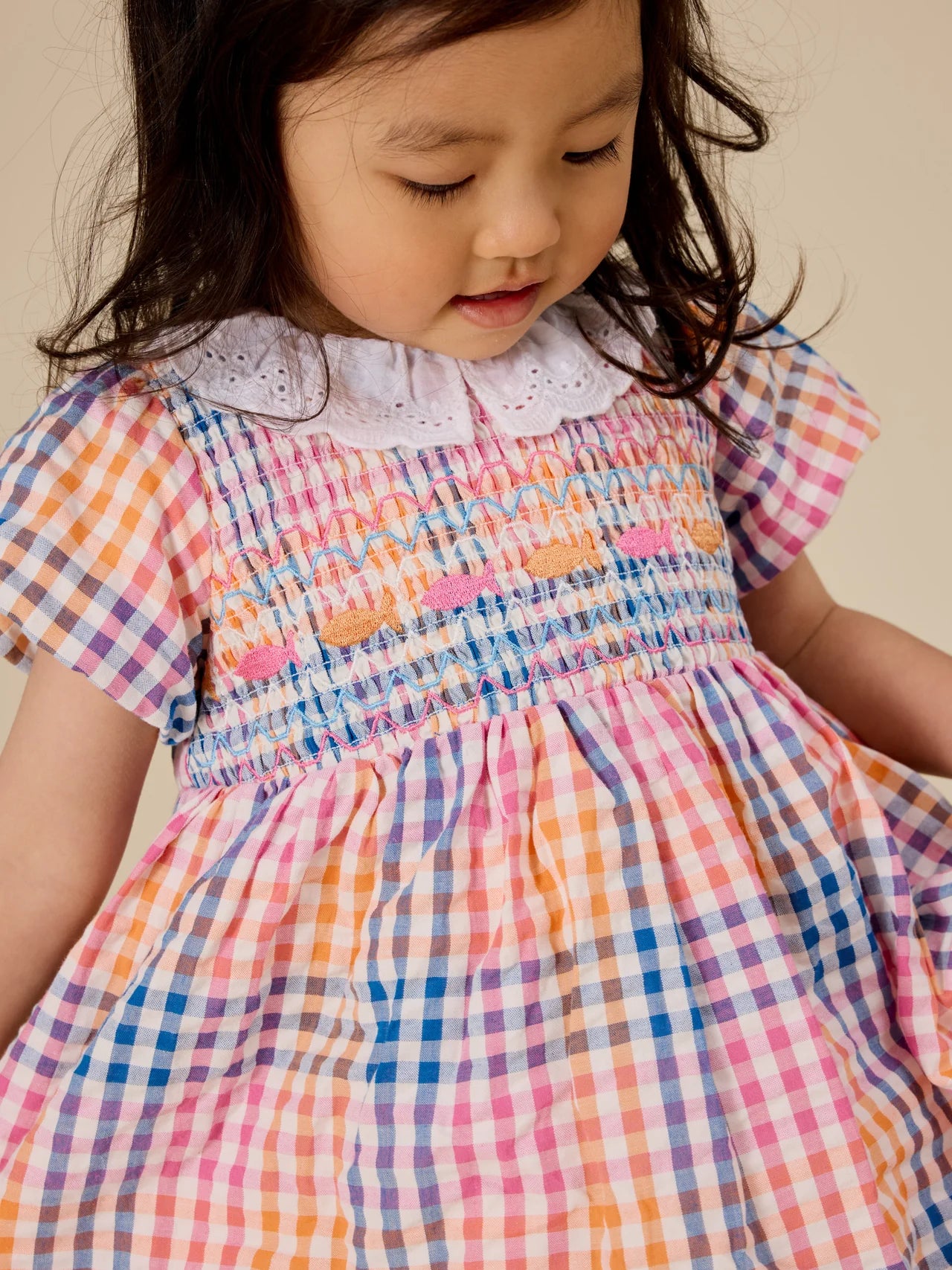 Rainbow Gingham Flo Smocked Dress | Goldie and Ace