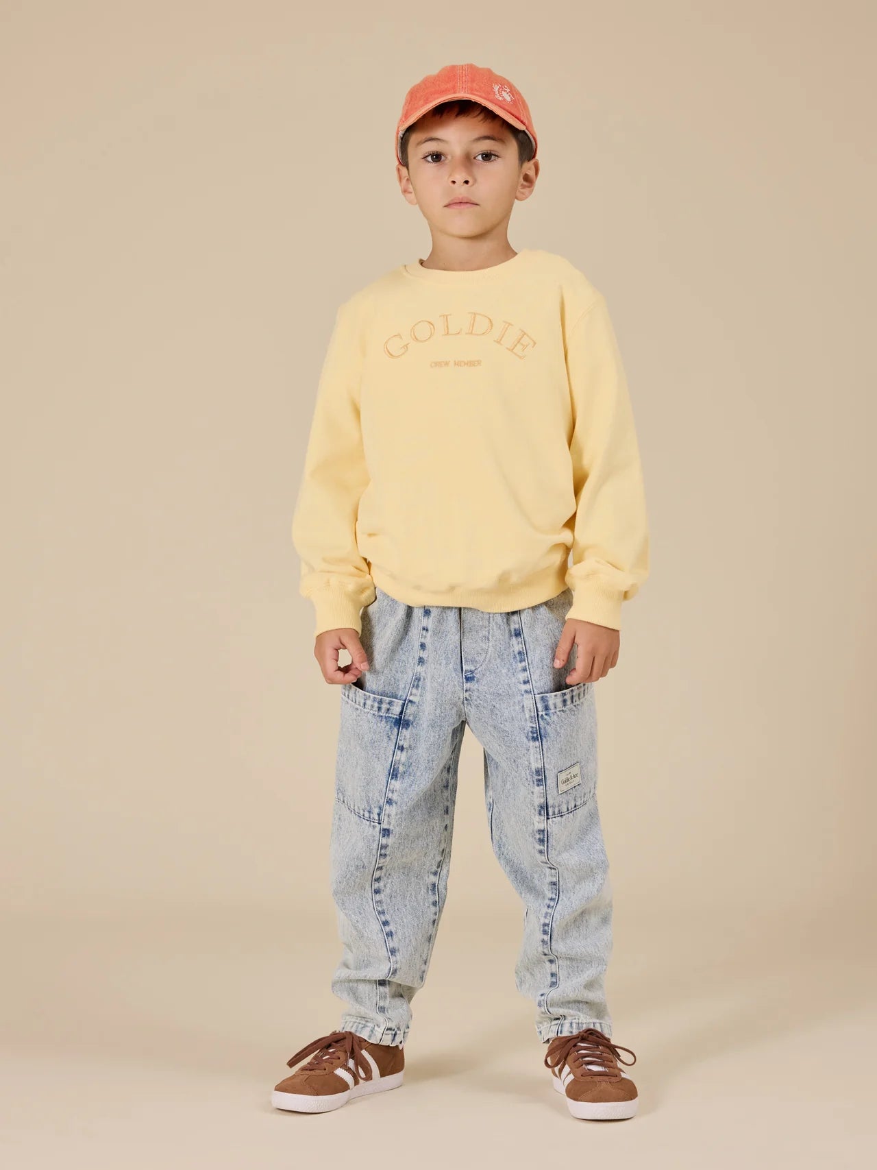 Goldie Crew Embroidered  Sweater Lemon | Goldie and Ace