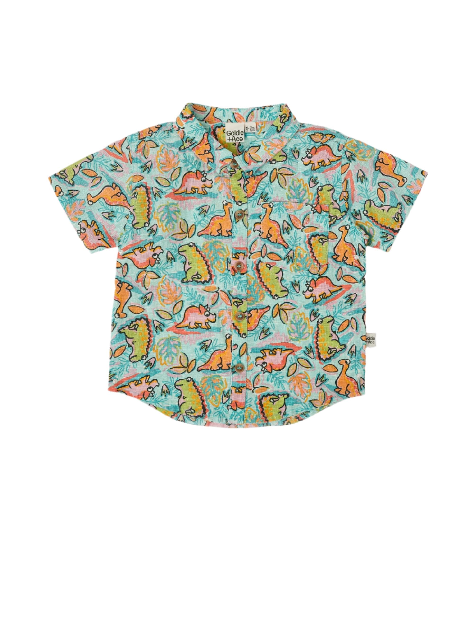 HOLIDAY LINEN SHIRT DINO JUNGLE | Goldie and Ace