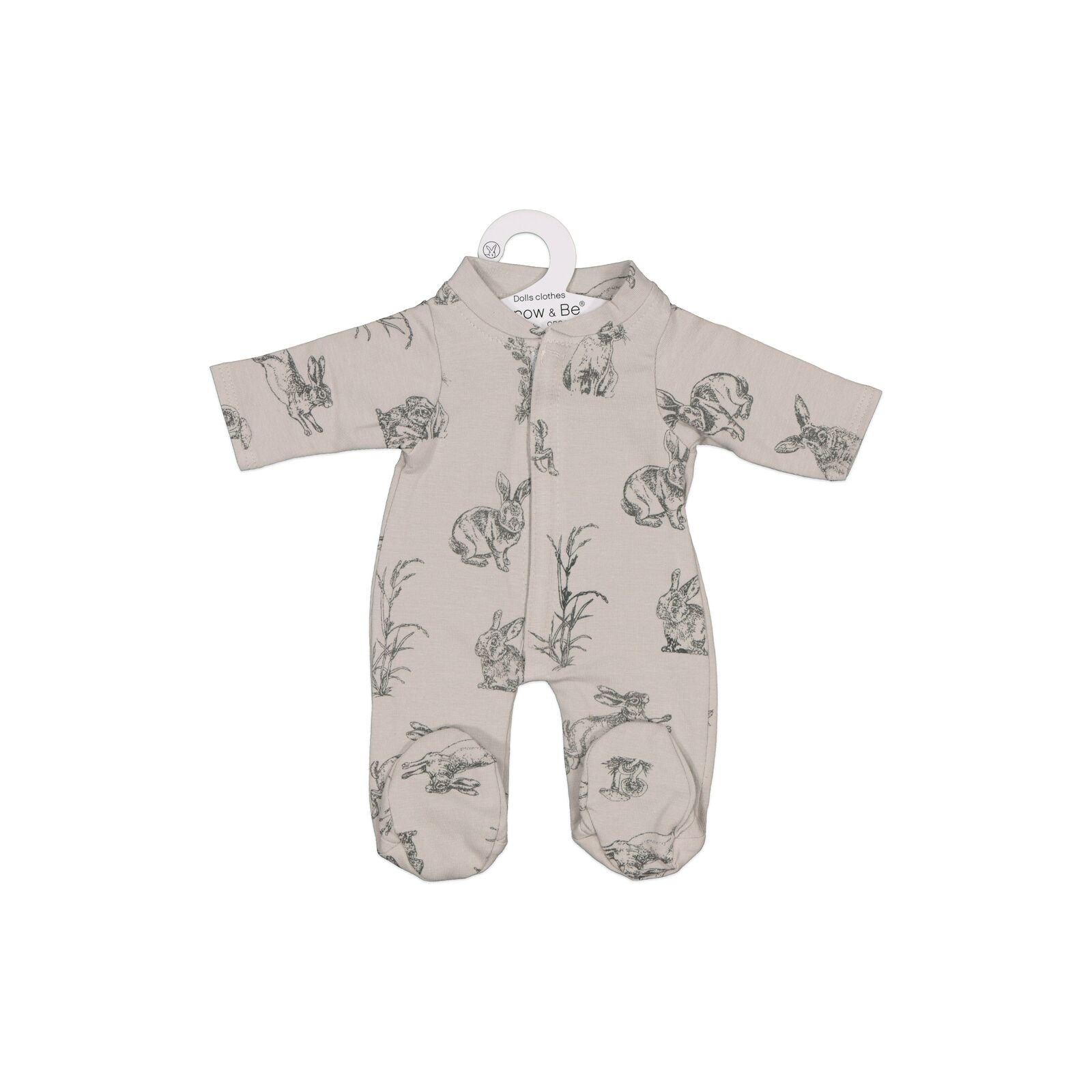 Grey Burrowers Sleep Suit - 38cm Doll | Burrow & Be