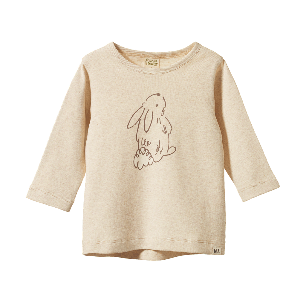 LONG SLEEVE RIVER TEE, Bramble Bunny Print | Nature Baby