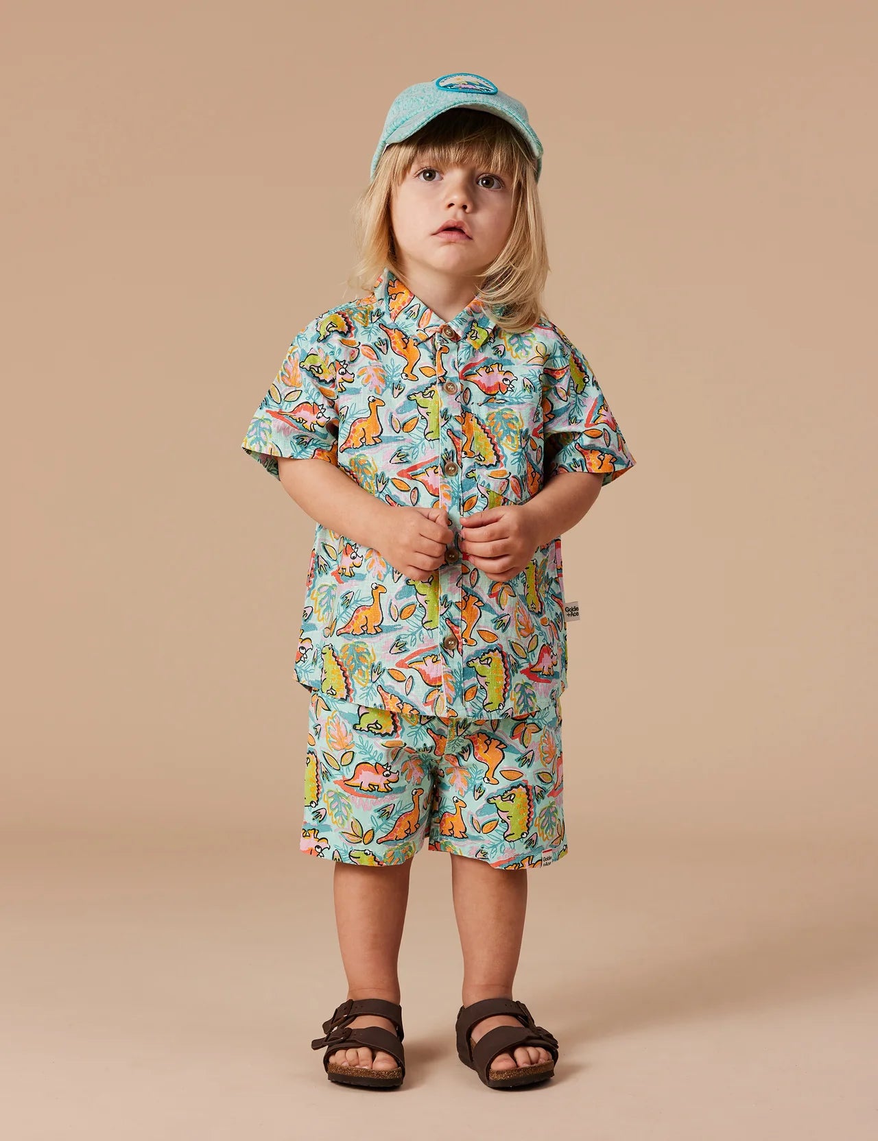 HOLIDAY LINEN SHIRT DINO JUNGLE | Goldie and Ace