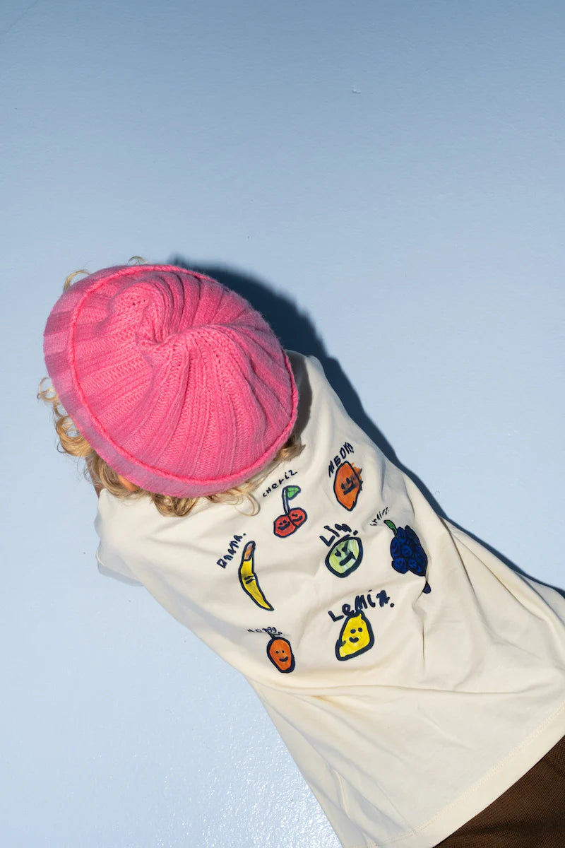 Merino Blend Rib Knit Beanie - Raspberry | Grown
