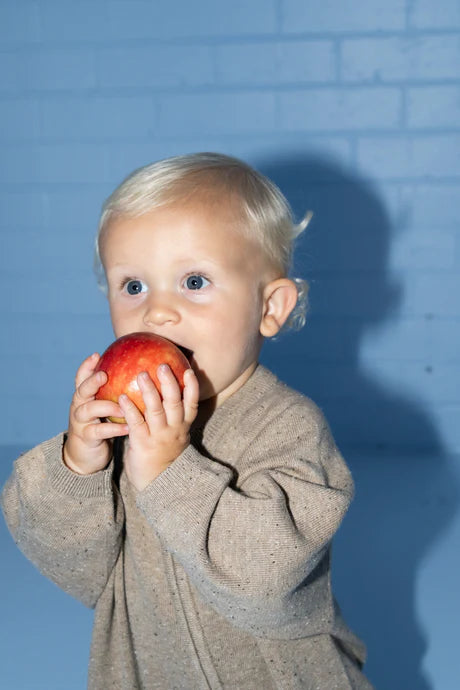 Organic Speckle Knit Zipper Starsuit - Oatmilk | Grown