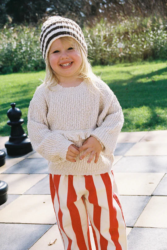 Organic Striped Pixie Rib Beanie - Espresso | Grown