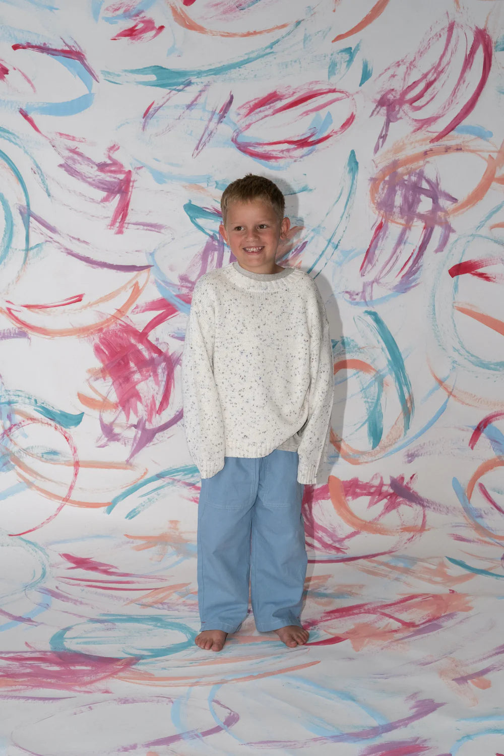 Organic Funfetti Knit Pull Over - Surf | Grown