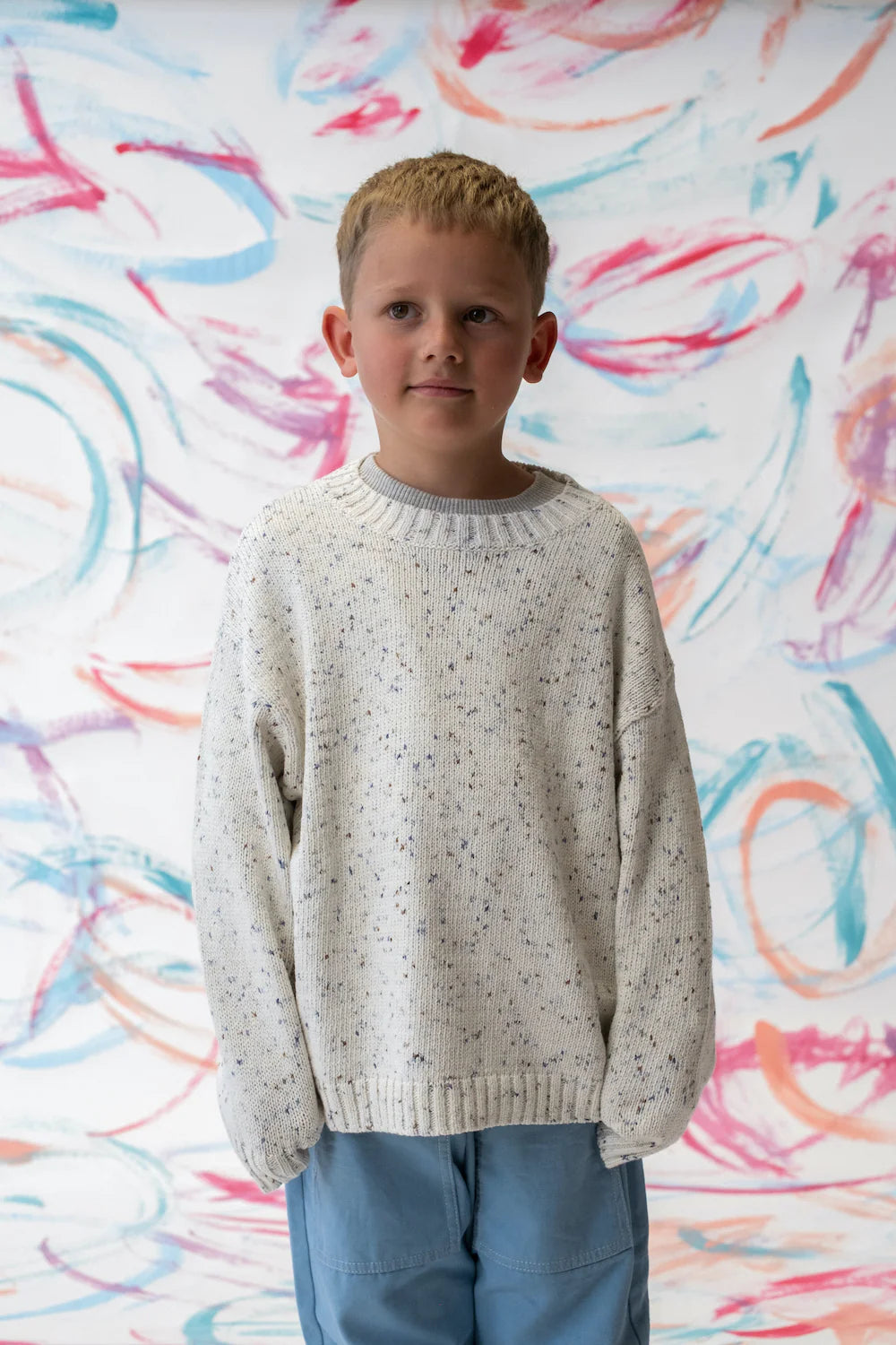 Organic Funfetti Knit Pull Over - Surf | Grown