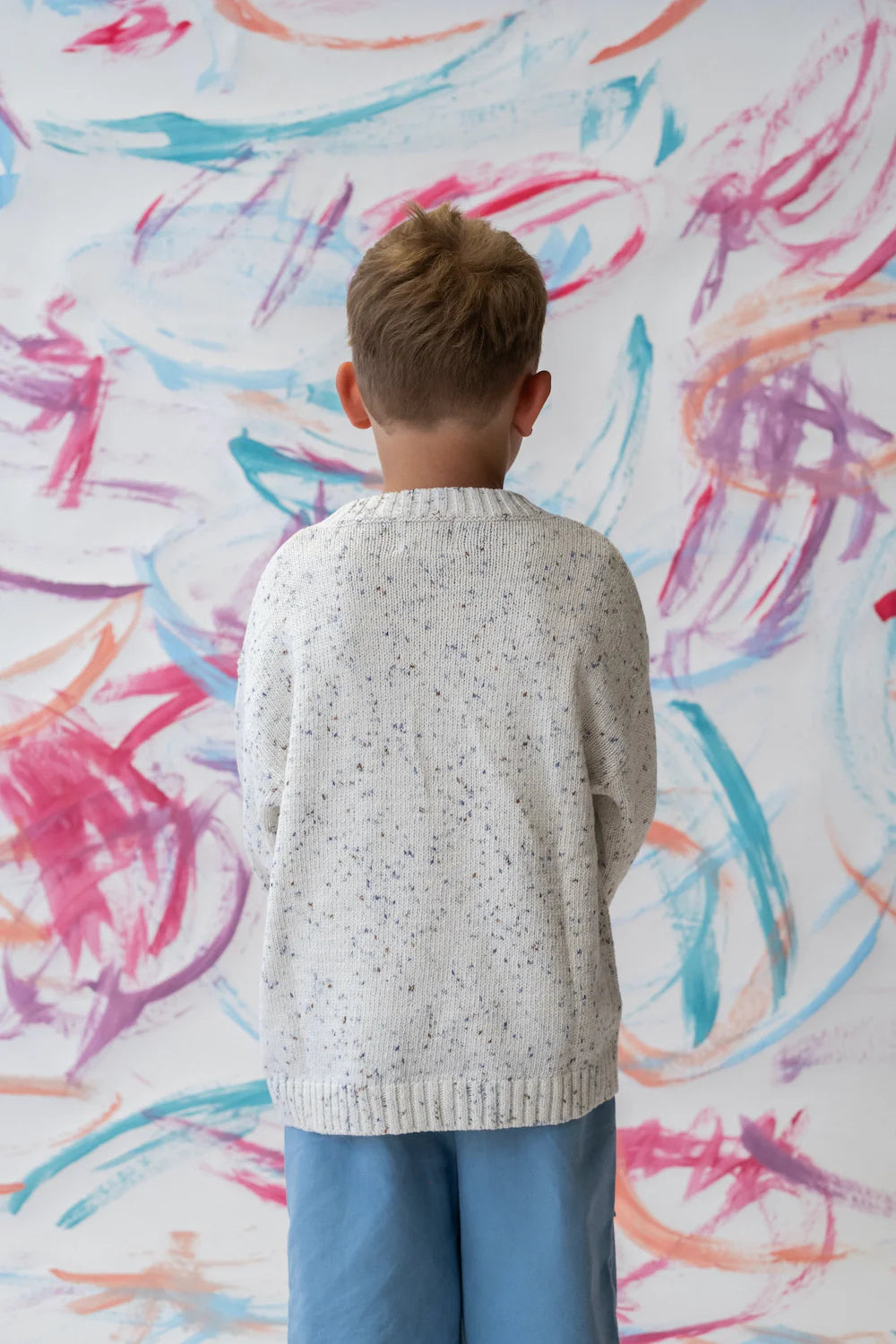 Organic Funfetti Knit Pull Over - Surf | Grown