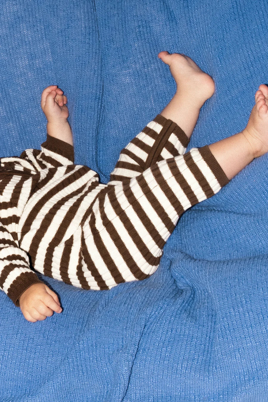 Organic Rib Stripe Knit Zipper Jumpsuit - Espresso & Milk | Grown