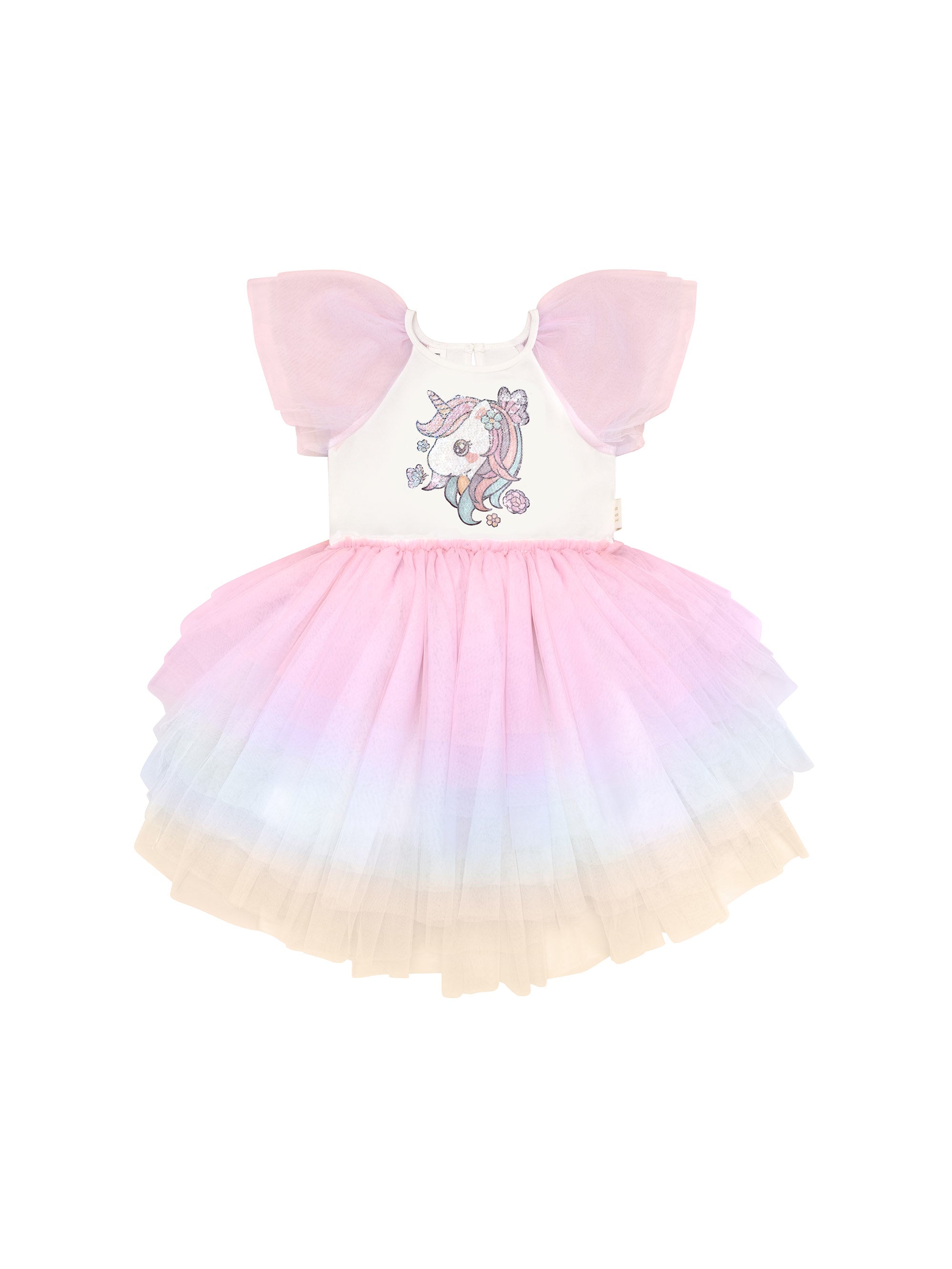 UNICORN TIERED RAINBOW PARTY DRESS | Huxbaby