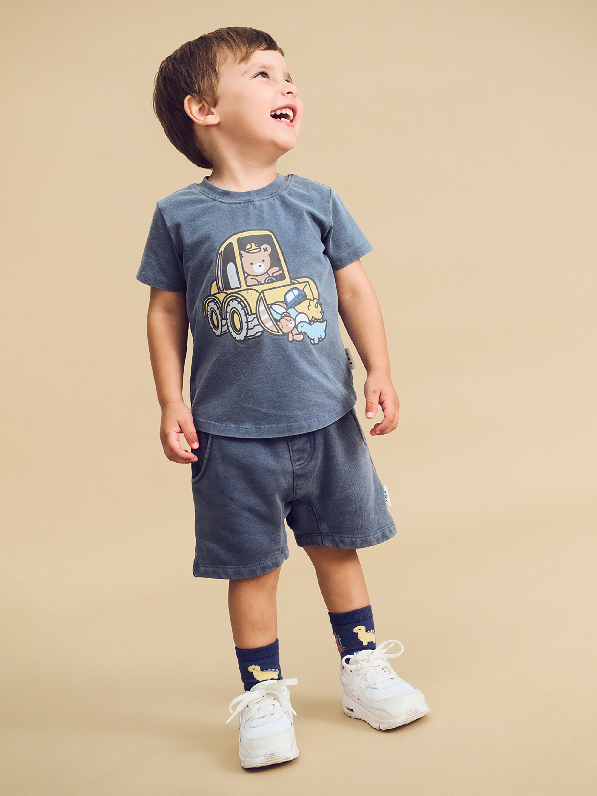 SLOUCH SHORT WASHED NAVY | Huxbaby