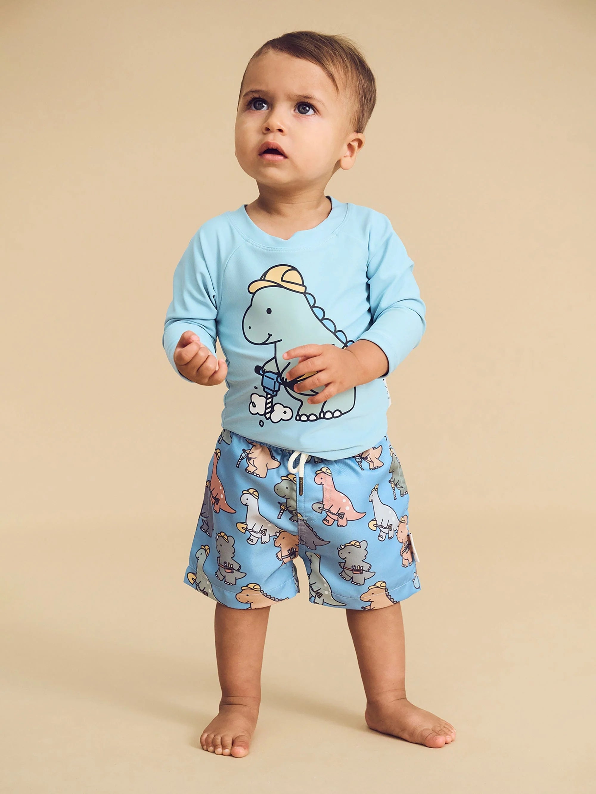 CONSTRUCTION DINOS SWIM SHORT | Huxbaby