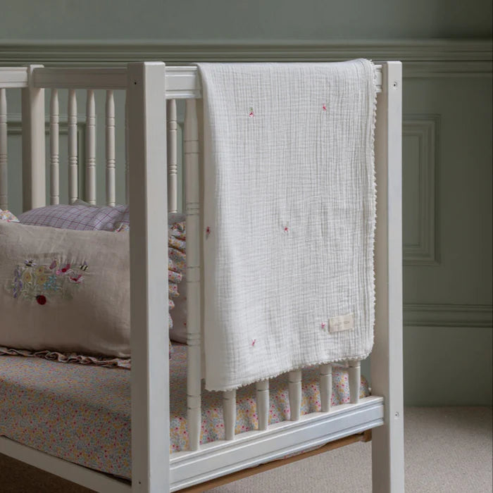 Embroidered Muslin Blanket | Avery Row
